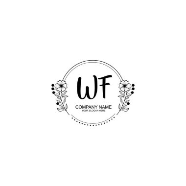 Minimalist El Çizimi WF Çiçek ve El Elementleri ile İlk Logo