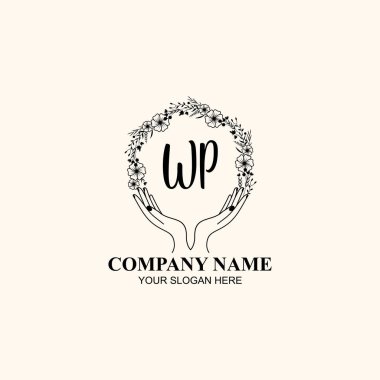 Çiçek El Yazısı Doğa ve El Elementleri ile İlk Logo WP