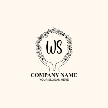 Çiçek El Yazısı Doğa ve El Elementleri ile İlk Logo WS