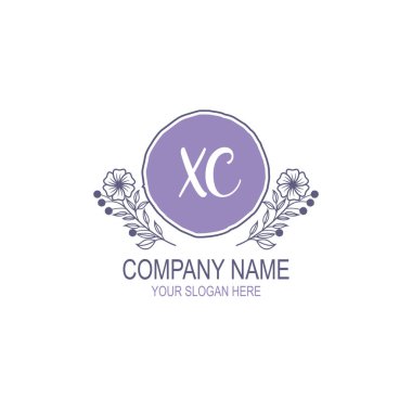 Minimalist El Çizimi XC Çiçek ve El Elementleri ile İlk Logo