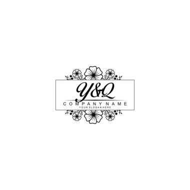 Çiçek El Yazısı Doğa ve El Elementleri ile İlk Logo YQ