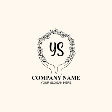 Çiçek El Yazısı Doğa ve El Elementleri ile Başlangıç Logosu YS