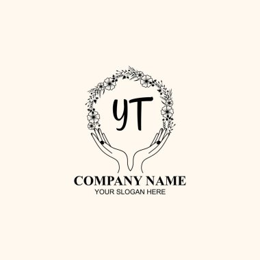 Çiçek El Yazısı Doğa ve El Elementleriyle Baş Logosu YT