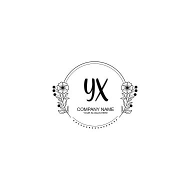 Minimalist El Çizimi YX Çiçek ve El Elementleri ile İlk Logo