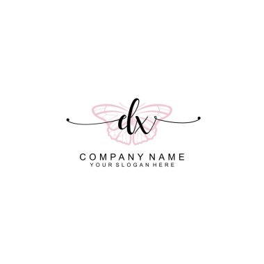 Minimalist el yazısı DX Yumuşak Aksanlı İlk Logolar