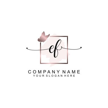 Yumuşak Aksanlı Minimalist El Yazısı EF İlk Logoları