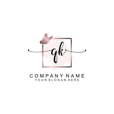 Minimalist el yazısı QK Yumuşak Aksanlı İlk Logolar