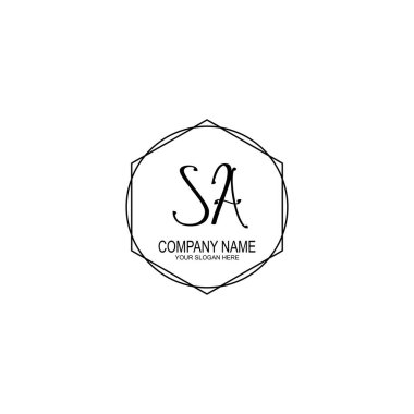 Minimalist el yazısı SA Yumuşak Aksanlı Baş Logoları