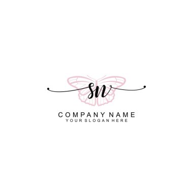 Minimalist el yazısı SN Yumuşak Aksanlı İlk Logolar