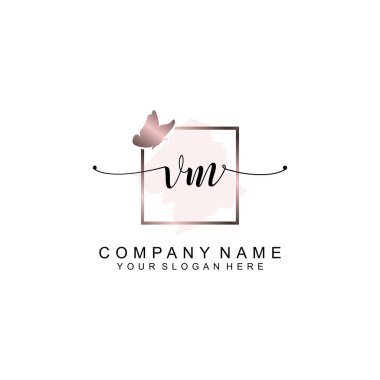 Minimalist el yazısı VM Yumuşak Aksanlı İlk Logolar