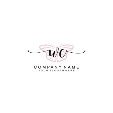 Minimalist el yazısı WC Yumuşak Aksanlı İlk Logolar