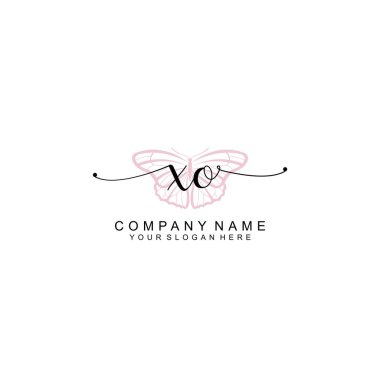 Minimalist el yazısı XO Yumuşak Aksanlı İlk Logolar