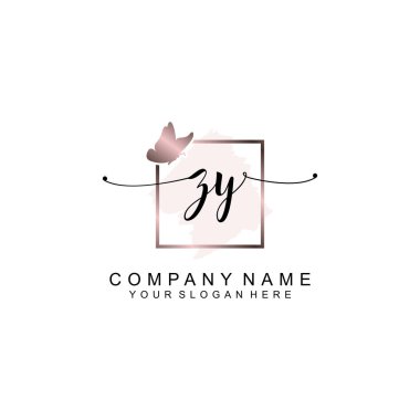 Minimalist el yazısı ZY Yumuşak Aksanlı İlk Logolar