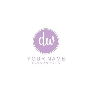 Yumuşak Renk Aksanlı DW Minimalist El Yazısı Logosu Tasarımı
