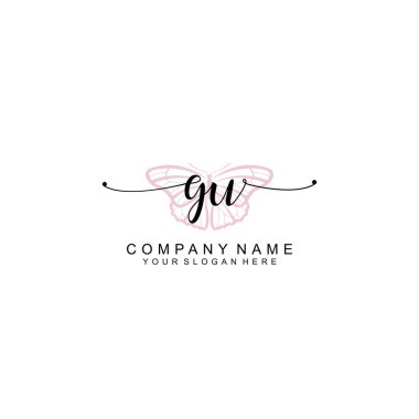 Minimalist el yazısı GU Yumuşak Aksanlı İlk Logolar