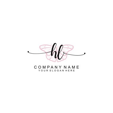 Yumuşak Aksanlı Minimalist El Yazısı HL İlk Logoları