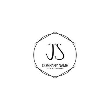 Minimalist el yazısı JS Yumuşak Aksanlı İlk Logolar