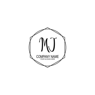 Minimalist el yazısı MJ Yumuşak Aksanlı İlk Logolar