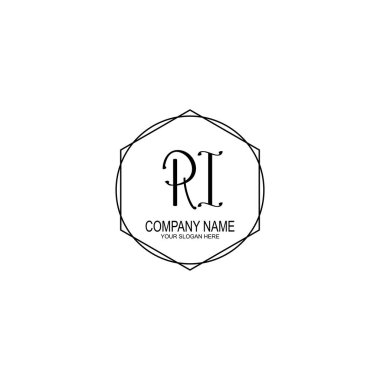 Minimalist El Yazısı RI Yumuşak Aksanlı İlk Logolar