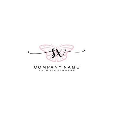 Minimalist el yazısı SX Yumuşak Aksanlı İlk Logolar