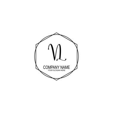 Minimalist el yazısı VL Yumuşak Aksanlı İlk Logolar