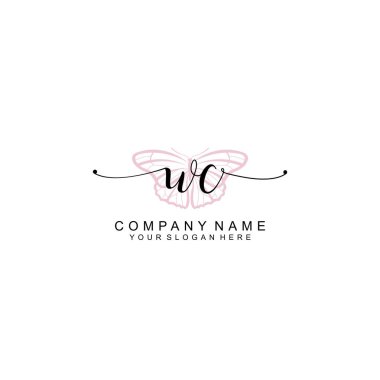 Minimalist el yazısı WC Yumuşak Aksanlı İlk Logolar