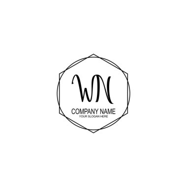 Minimalist el yazısı WN Yumuşak Aksanlı İlk Logolar