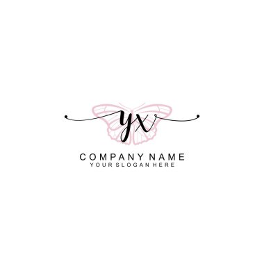 Minimalist el yazısı YX Yumuşak Aksanlı İlk Logolar
