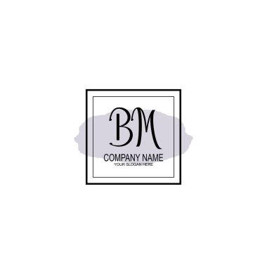 Minimalist el yazısı BM İlk Logo Tasarımı Koleksiyonu