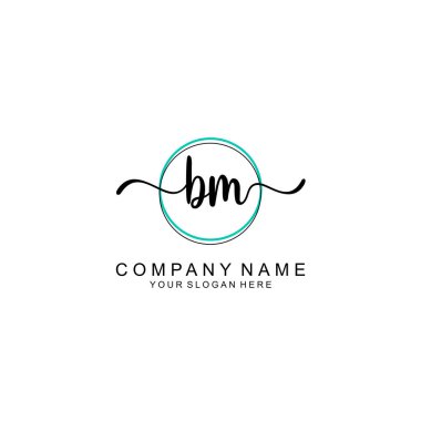 Minimalist el yazısı BM İlk Logo Tasarımı Koleksiyonu