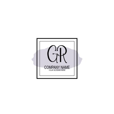 Minimalist el yazısı GR İlk Logo Tasarımı Koleksiyonu