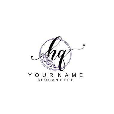 Çiçek ve Fırça Vuruşu Aksanlı Karargah El Yazısı Logo Şablonları