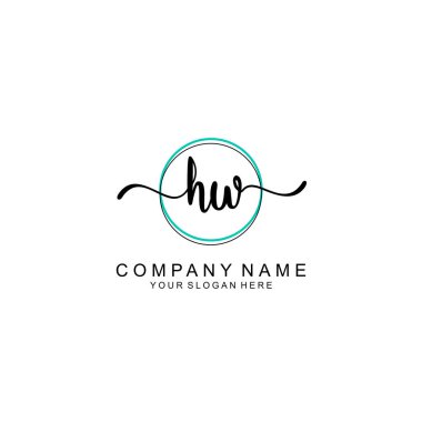 Minimalist el yazısı HW İlk Logo Tasarımı Koleksiyonu