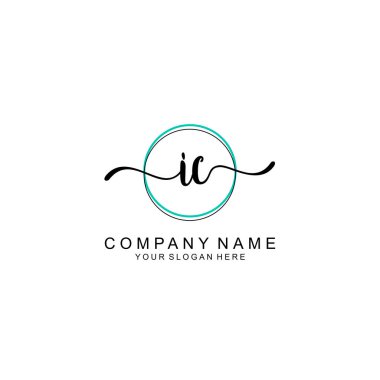 Minimalist el yazısı IC İlk Logo Tasarımı Koleksiyonu