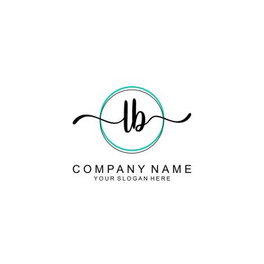 Minimalist el yazısı LB İlk Logo Tasarımı Koleksiyonu