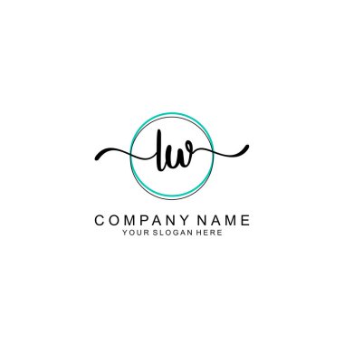Minimalist el yazısı LW İlk Logo Tasarımı Koleksiyonu