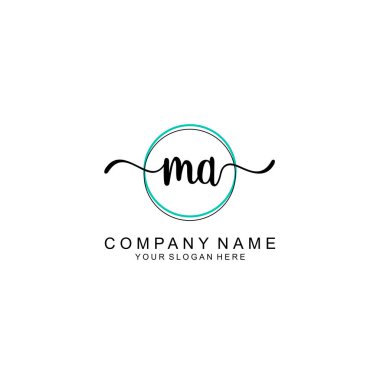 Minimalist el yazısı MA İlk Logo Tasarımı Koleksiyonu