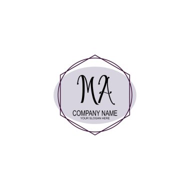 Baş harfleri MA olan el yazısı logosu kavramları