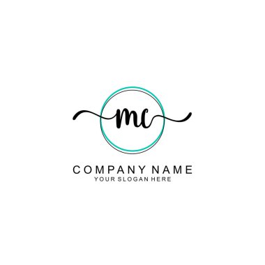 Minimalist el yazısı MC İlk Logo Tasarımı Koleksiyonu