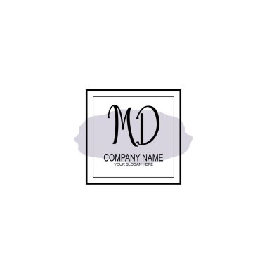Minimalist el yazısı MD İlk Logo Tasarımı Koleksiyonu