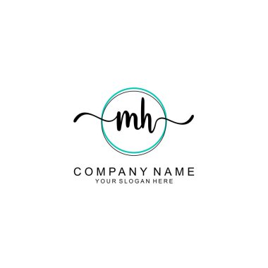 Minimalist el yazısı MH İlk Logo Tasarımı Koleksiyonu
