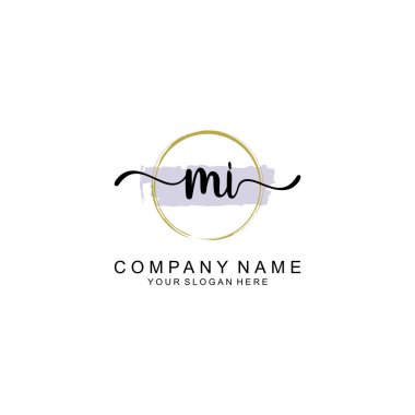 Suluboya Aksanlı MI Modern El Yazısı Logo Şablonları