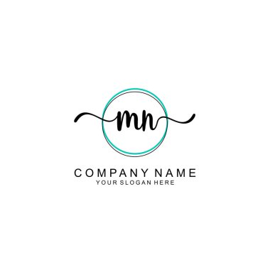 Minimalist el yazısı MN İlk Logo Tasarımı Koleksiyonu