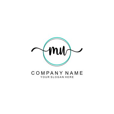 Minimalist el yazısı MU İlk Logo Tasarımı Koleksiyonu