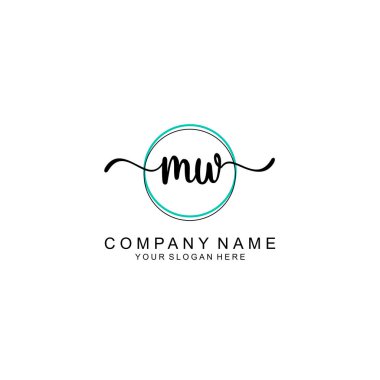 Minimalist el yazısı MW İlk Logo Tasarımı Koleksiyonu