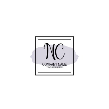Minimalist el yazısı NC İlk Logo Tasarımı Koleksiyonu