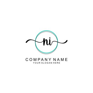 Minimalist el yazısı NI İlk Logo Tasarımı Koleksiyonu