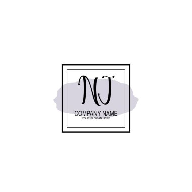 Minimalist el yazısı NJ İlk Logo Tasarımı Koleksiyonu