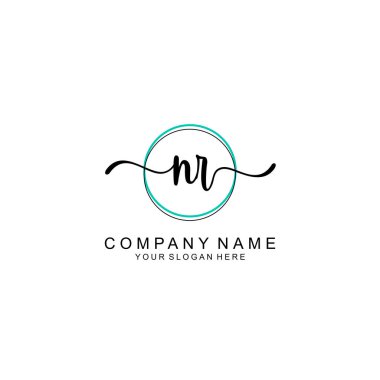 Minimalist el yazısı NR İlk Logo Tasarımı Koleksiyonu