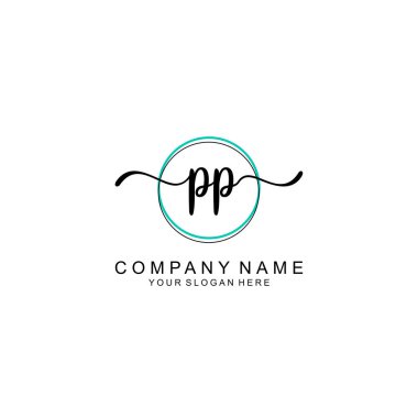 Minimalist el yazısı PP İlk Logo Tasarımı Koleksiyonu